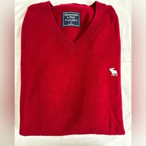 V-neck red Abercrombie sweater